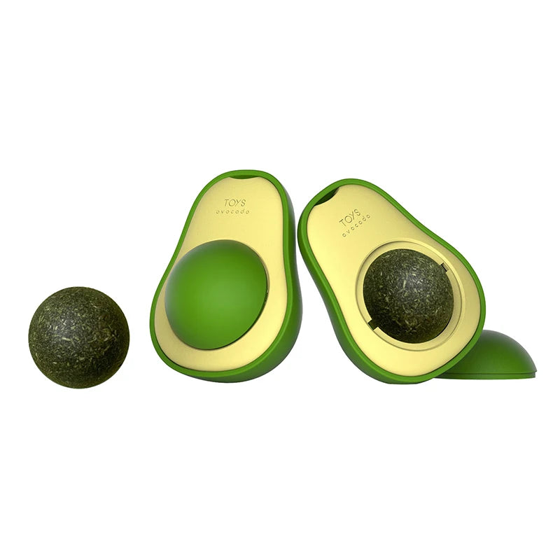 Avocado Catnip Ball Rotatable Pet Toy Wall Stickup