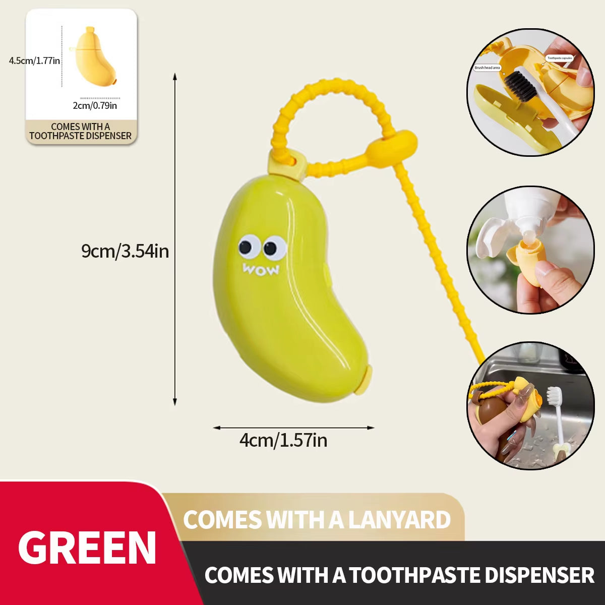 Banana Toothbrush Protective Travel Cap with Storage