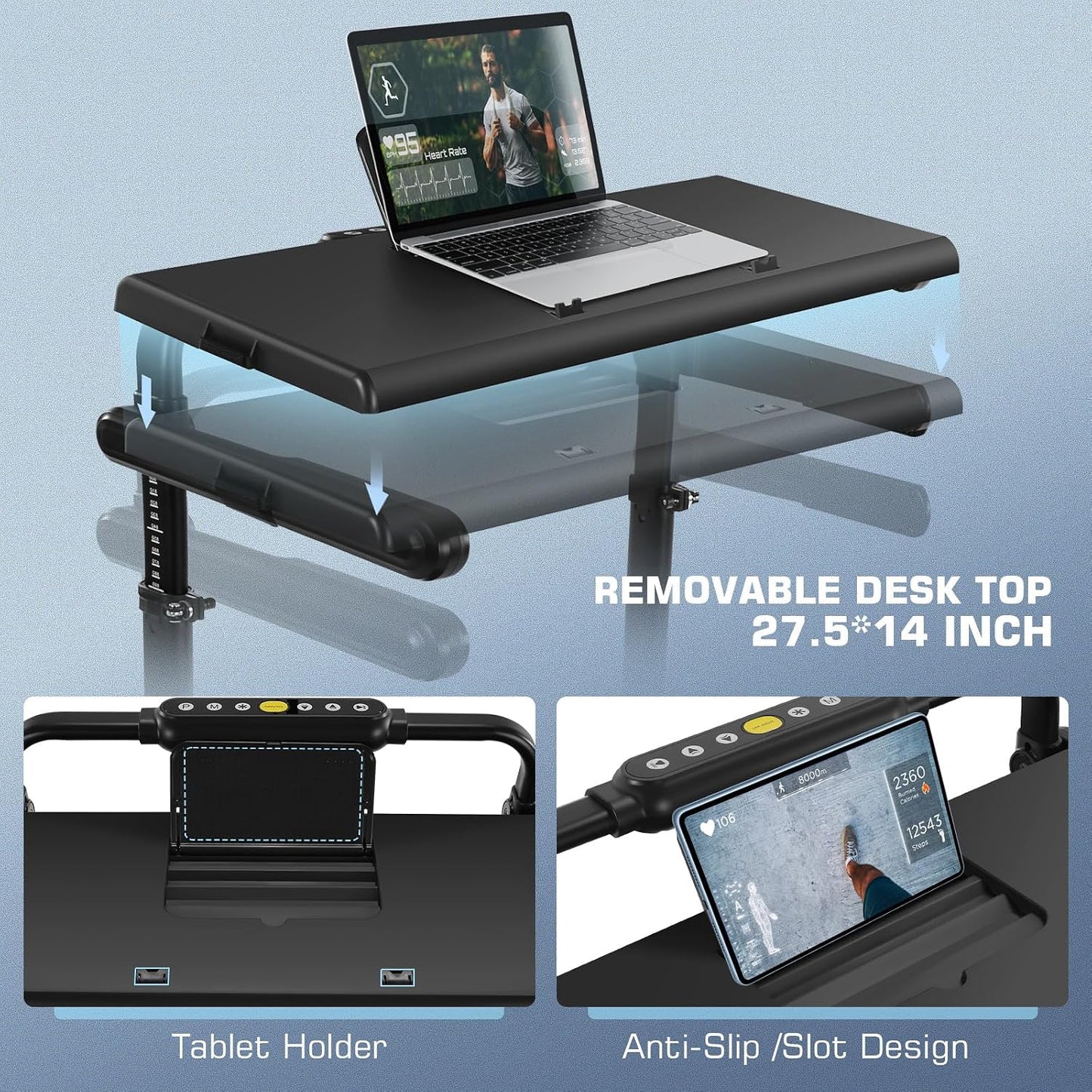 8-In-1 Foldable Under-Desk Treadmill – 15% Incline Walking Pad