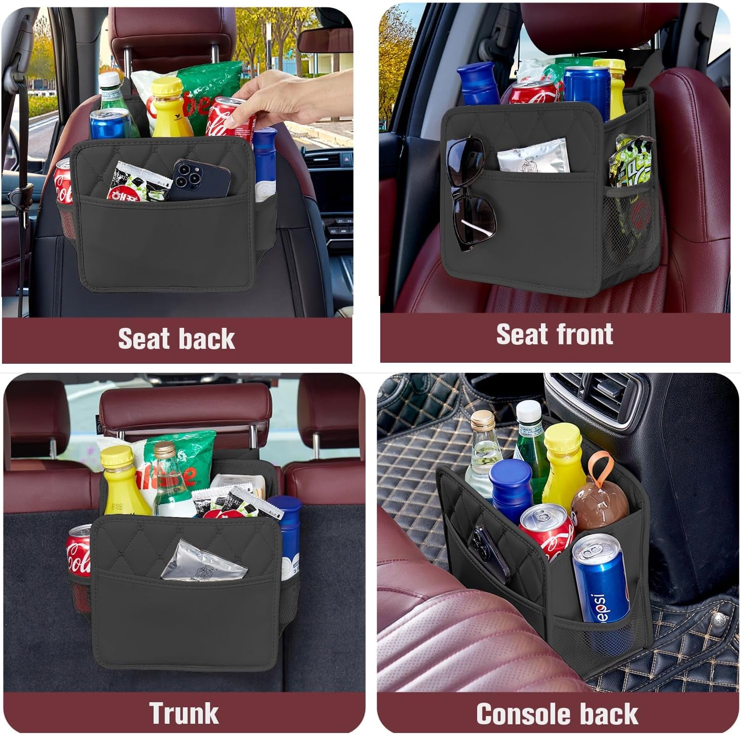 2-Pack Leather Waterproof Back Seat Car Organizer