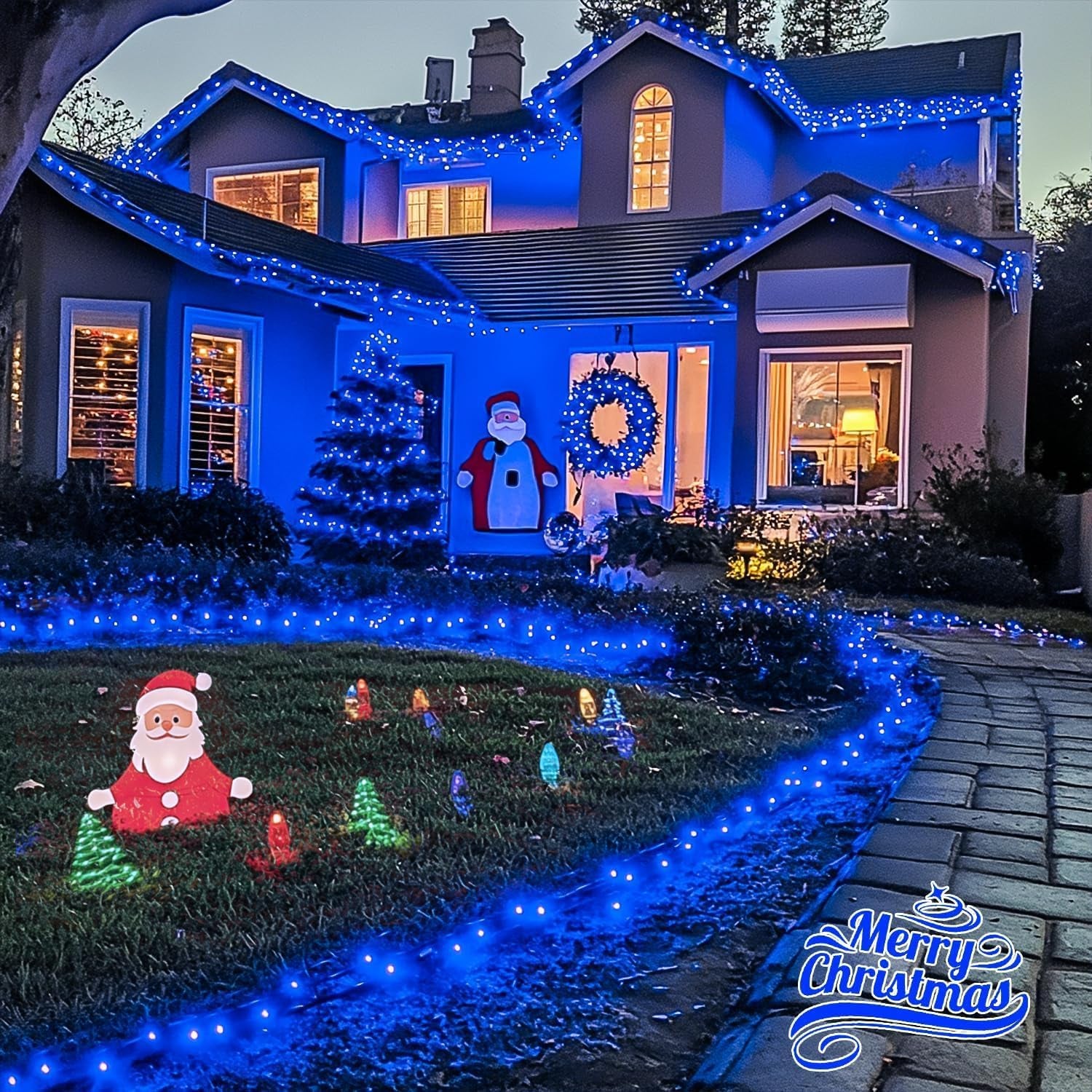 91.5Ft Blue LED String Lights – 8-Mode Indoor/Outdoor Holiday Décor