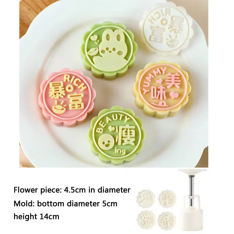 DIY Mooncake Mold Plastic Hand Press Pastry Set