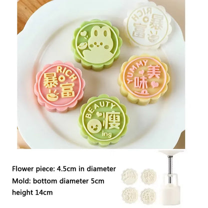 DIY Mooncake Mold Plastic Hand Press Pastry Set