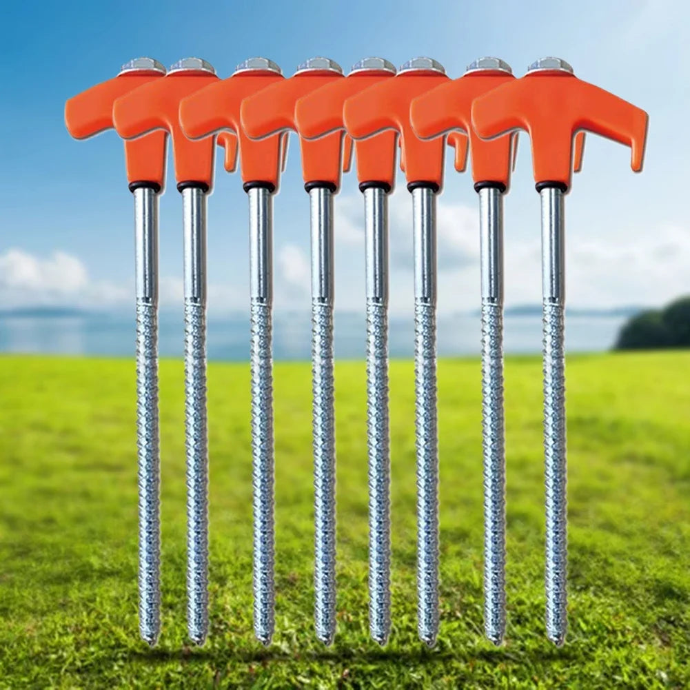 Heavy Duty Spiral Camping Tent Stakes 8-Pack