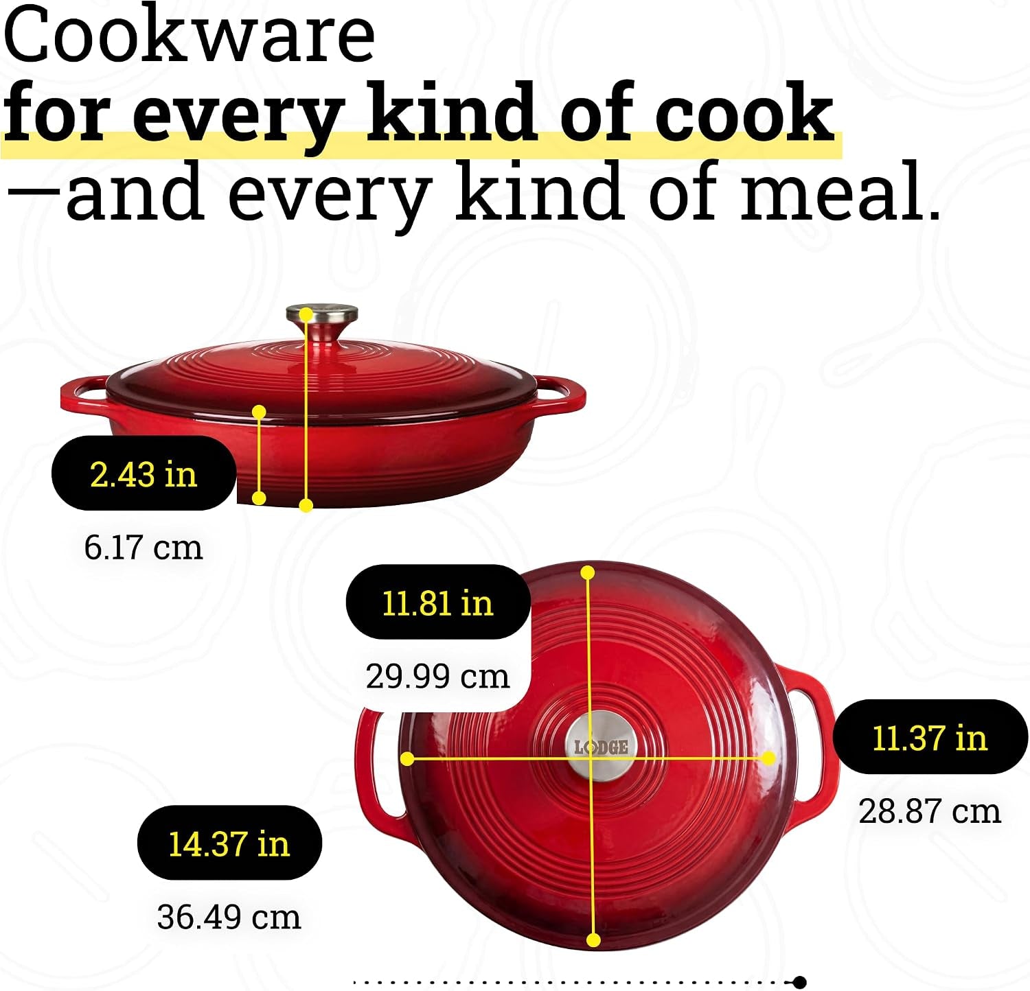 Enamel Cast Iron Braiser 3.5 Quart – Oven-Safe Dutch Oven Pan