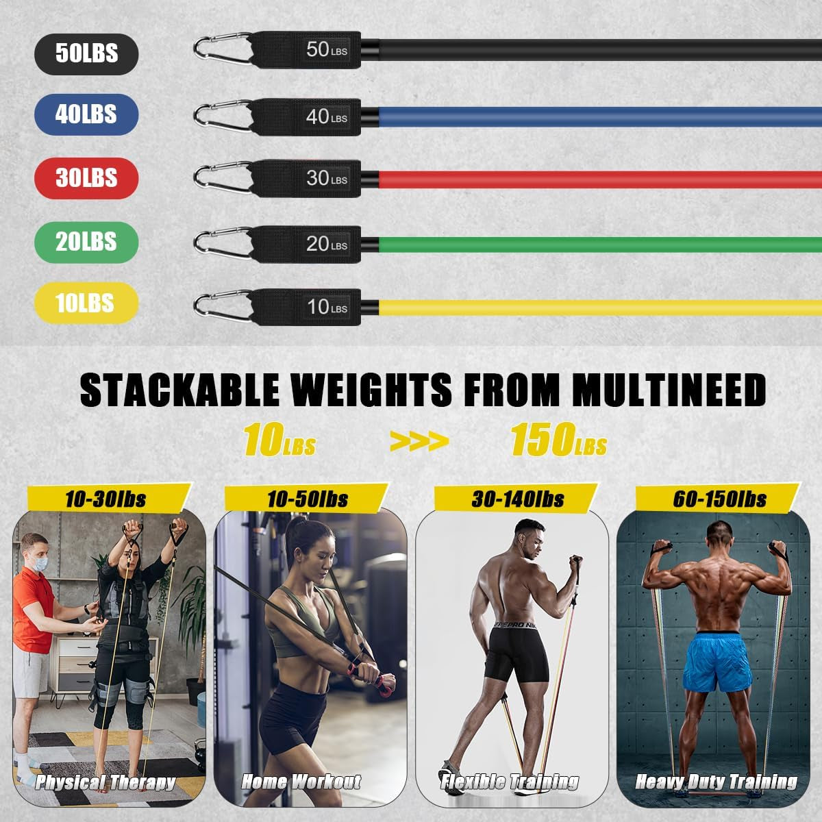 23 Pack Resistance Bands Set Workout Bands
