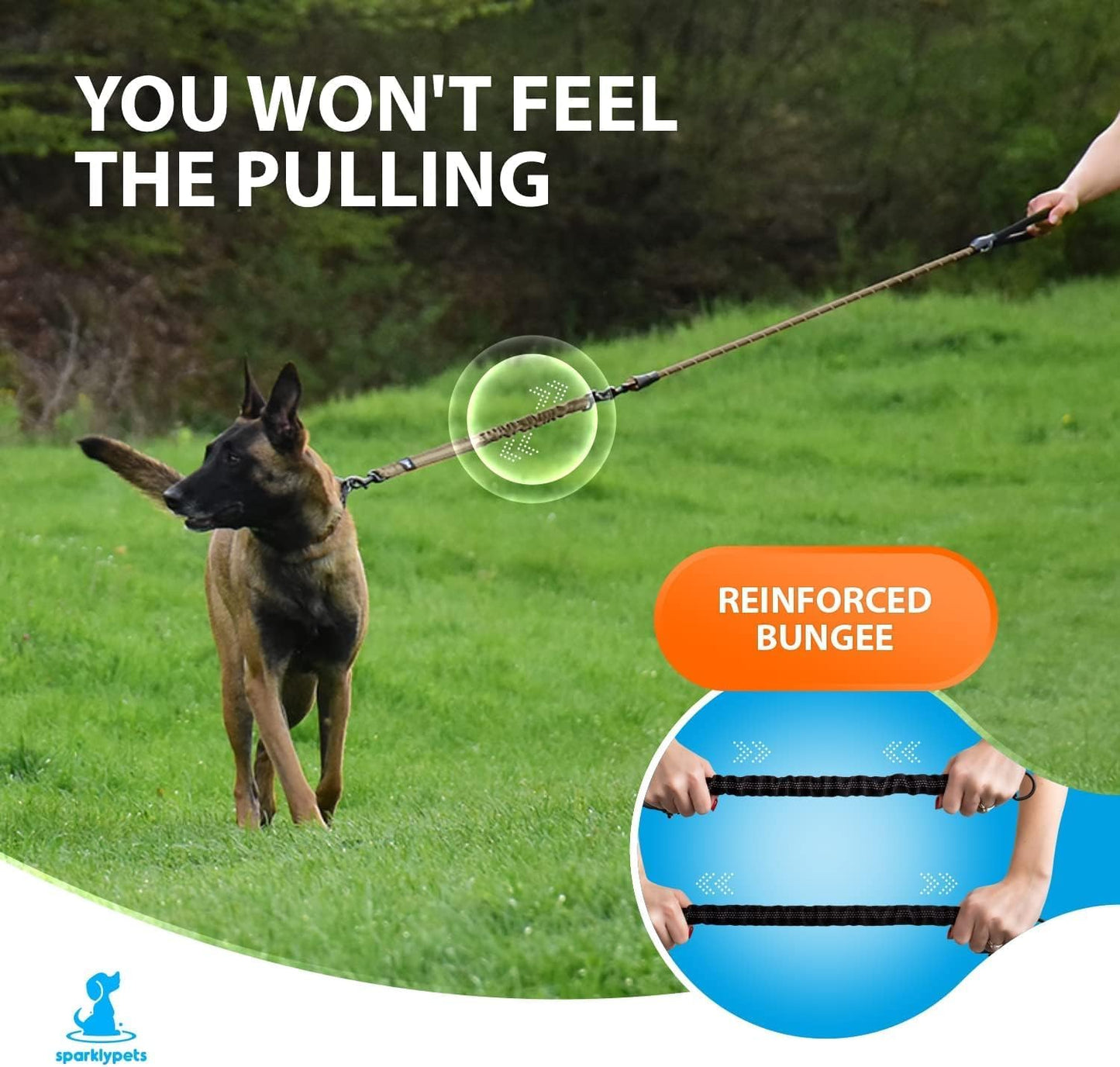 Heavy-Duty Bungee Dog Leash – No-Pull Shock Absorbing Lead