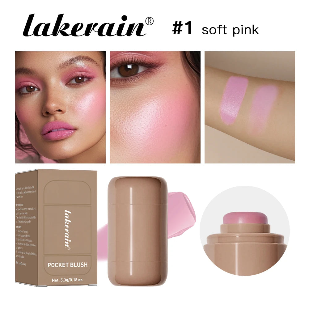 3-In-1 Cheek Lip Tinted Moisture Blush Stick Waterproof