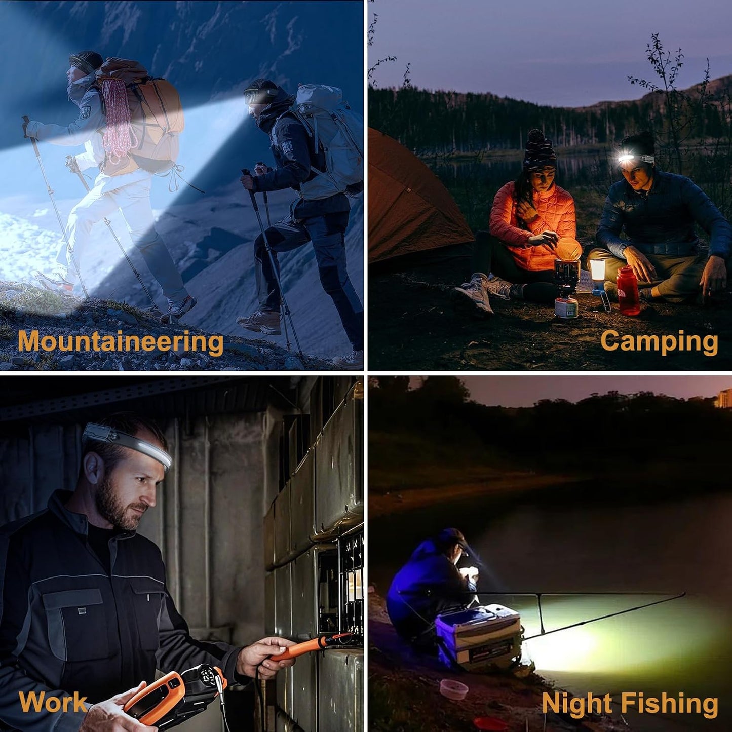 Rechargeable LED Headlamp Waterproof Motion Sensor