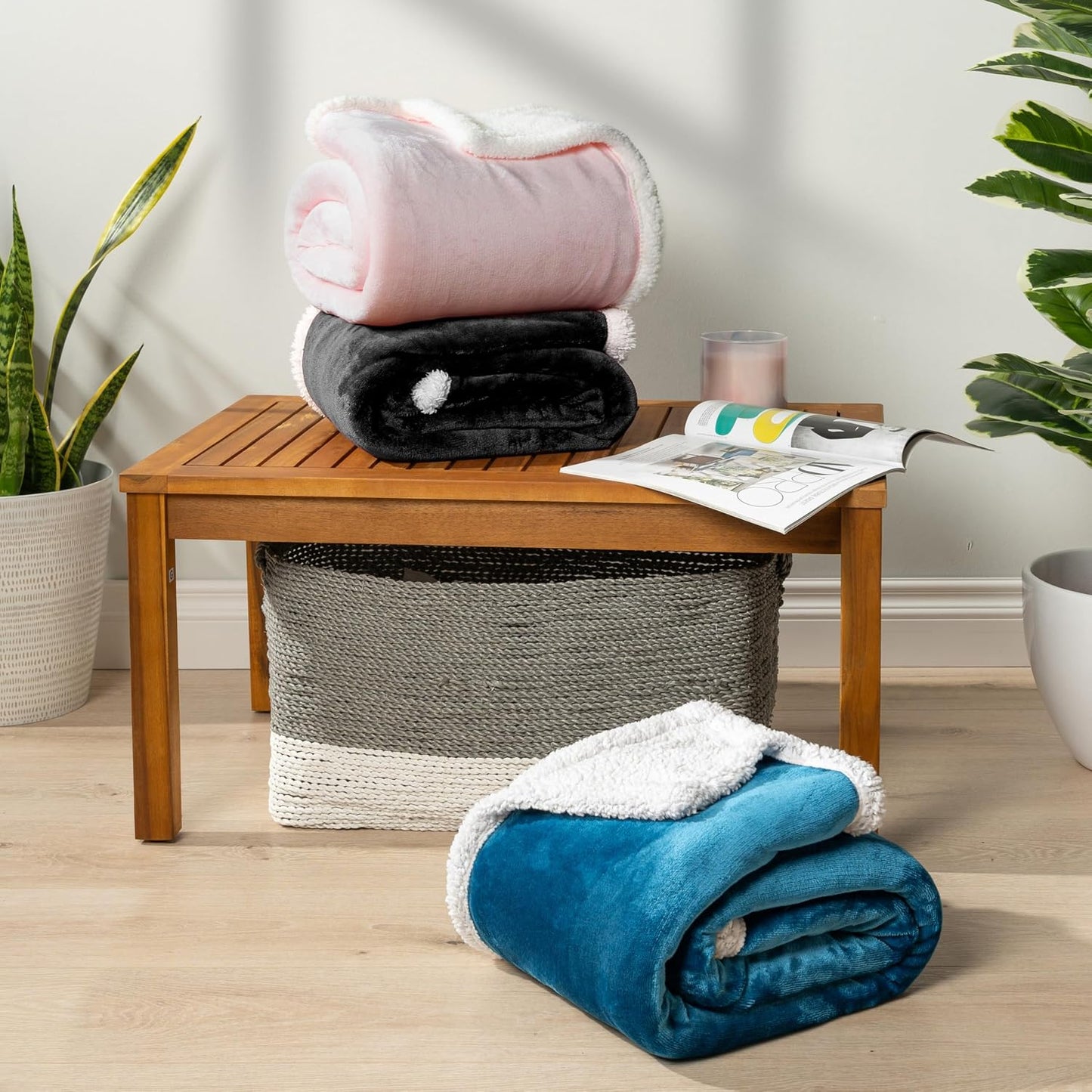 Sherpa Fleece Throw Blanket for Couch 60X80