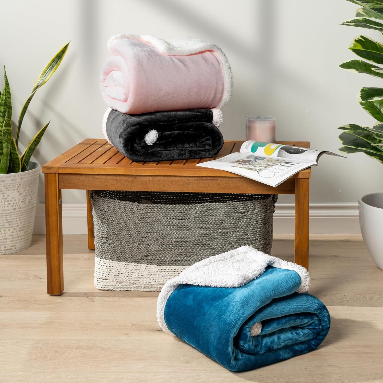 Sherpa Fleece Throw Blanket for Couch 60X80