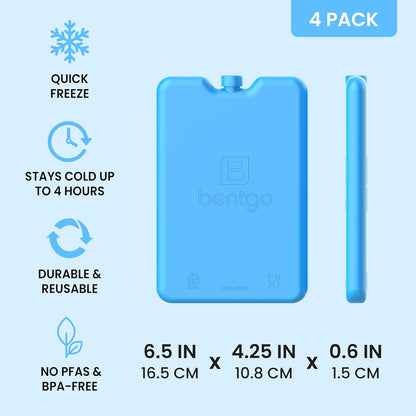 Slim Reusable Ice Packs – 4-Pack Quick-Freeze Lunch Cooler