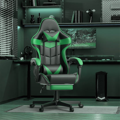 Ergonomic Gaming Chair with Footrest & Massage Lumbar Support
