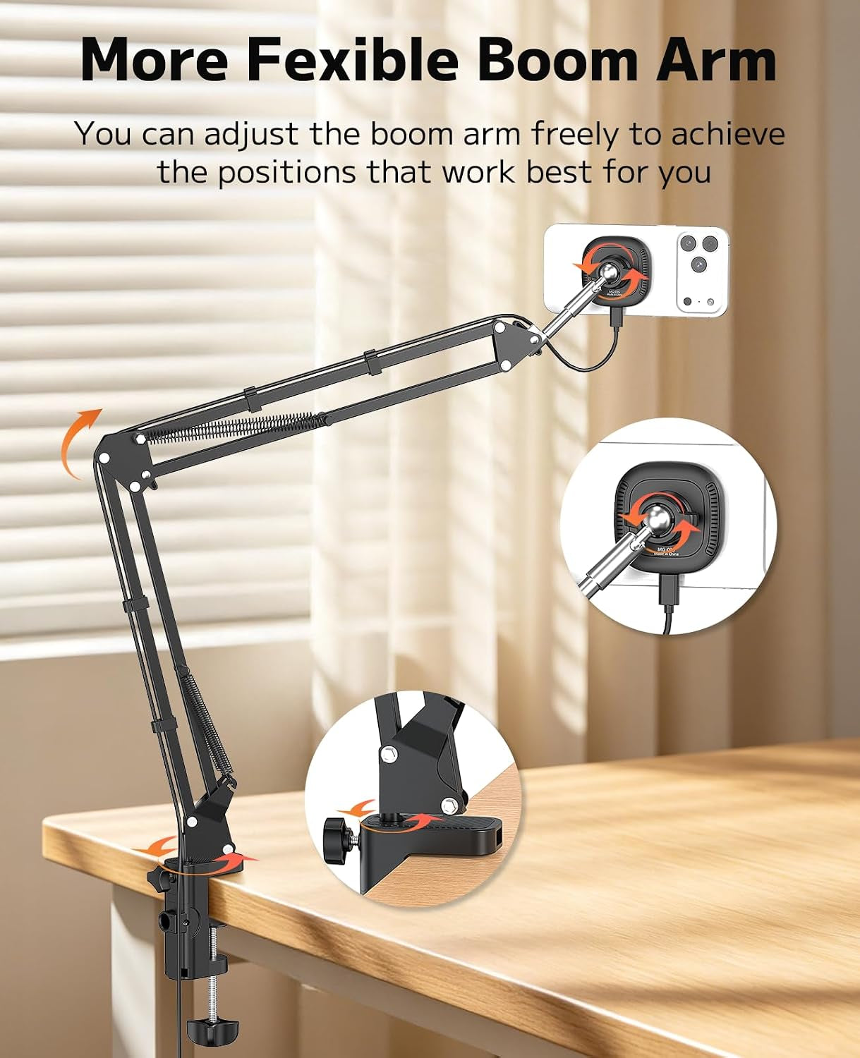 Magnetic Phone Charger Stand for Bed Desk 360 Rotation