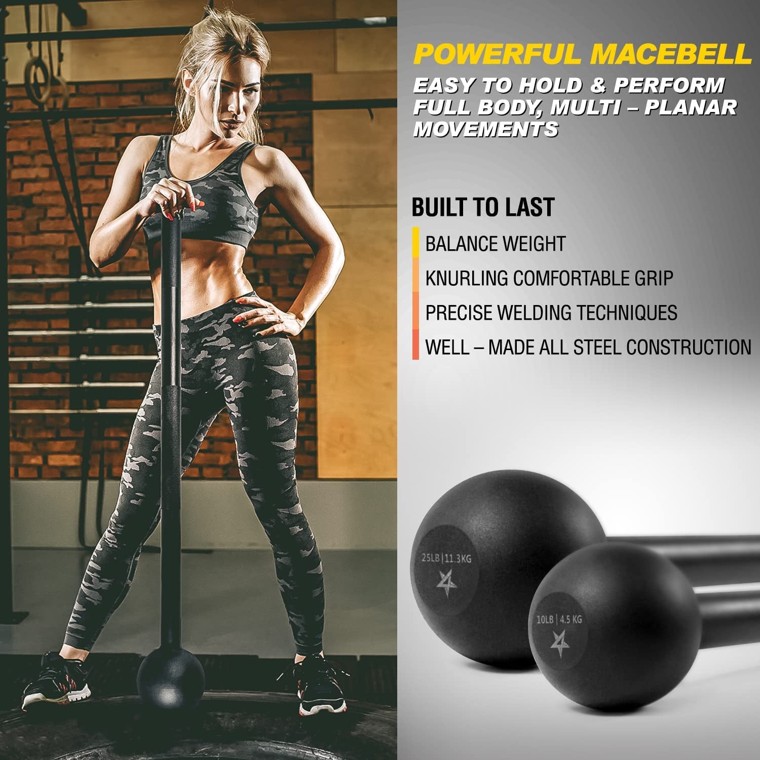 Adjustable Steel Mace Bell – Full-Body Strength & Grip Trainer