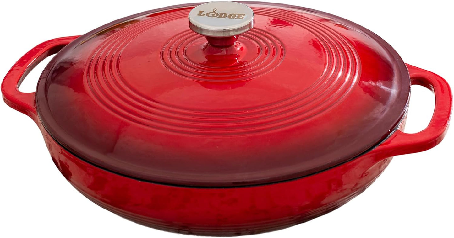Enamel Cast Iron Braiser 3.5 Quart – Oven-Safe Dutch Oven Pan
