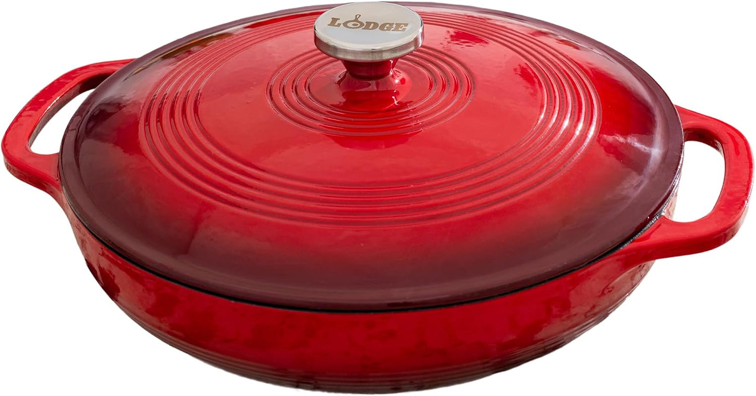 Enamel Cast Iron Braiser 3.5 Quart – Oven-Safe Dutch Oven Pan
