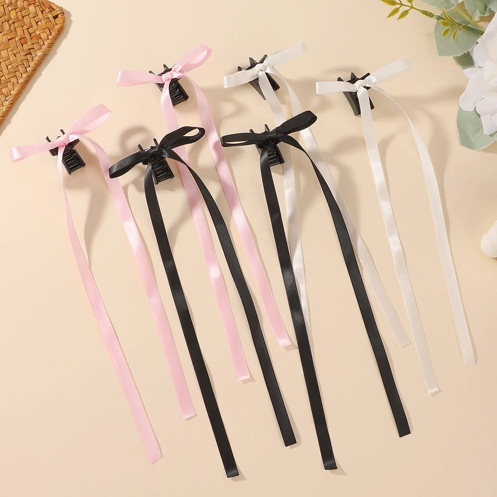 Cute Ribbon Bow Headband Long Tassel Hair Clip