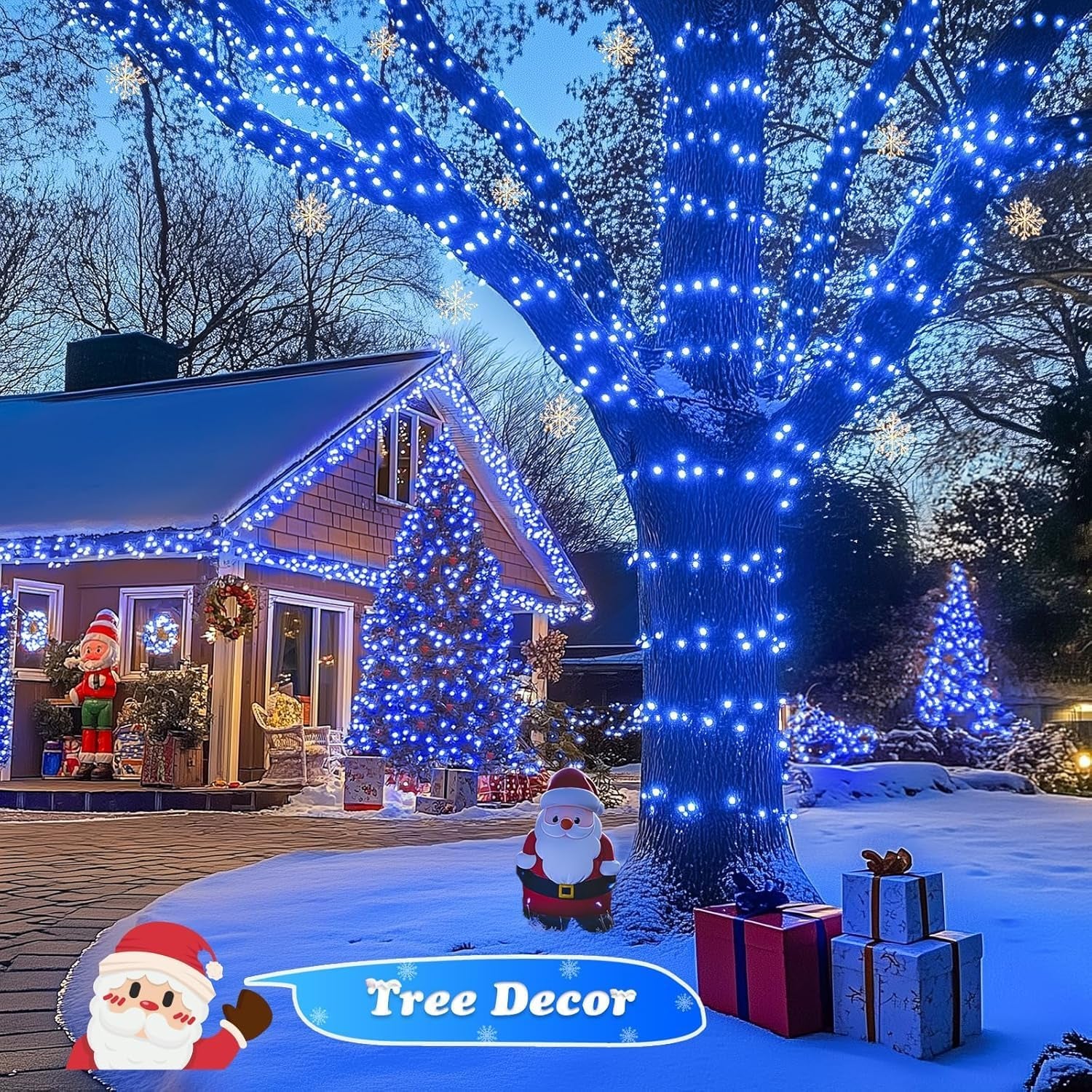 91.5Ft Blue LED String Lights – 8-Mode Indoor/Outdoor Holiday Décor