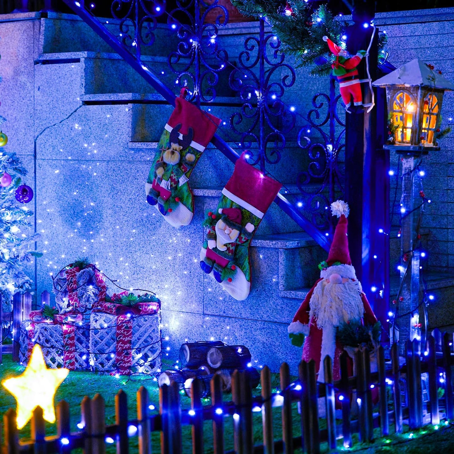 91.5Ft Blue LED String Lights – 8-Mode Indoor/Outdoor Holiday Décor