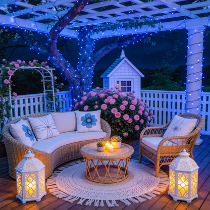 91.5Ft Blue LED String Lights – 8-Mode Indoor/Outdoor Holiday Décor