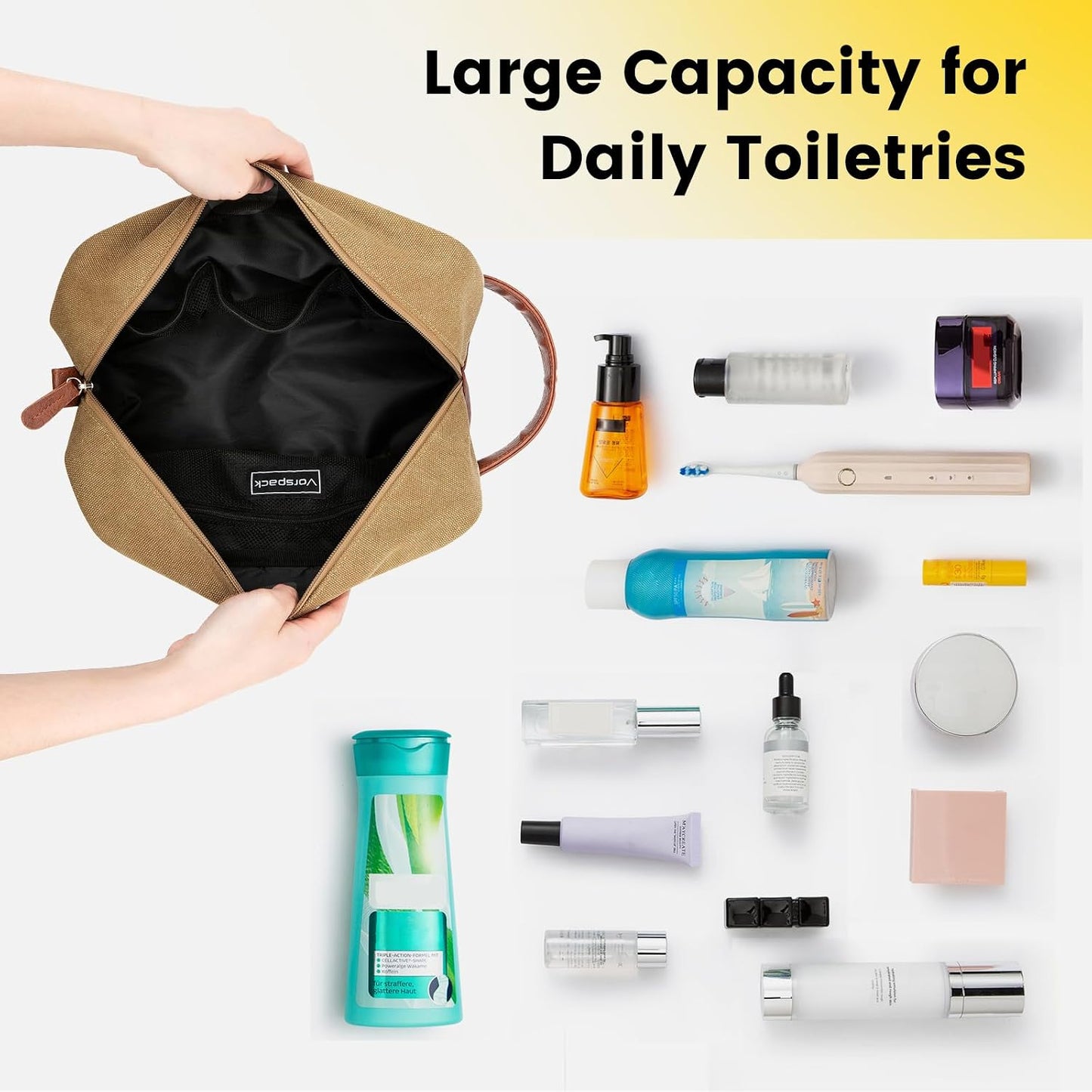 Hanging Travel Toiletry Bag Water Resistant Canvas