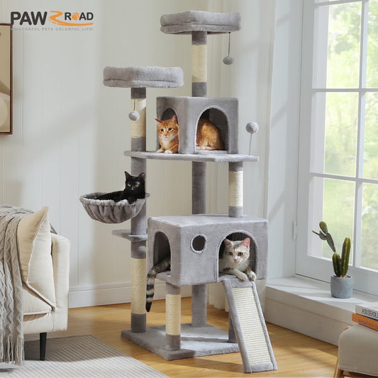 64 Inch Multi-Level Cat Tree Scratching Post Tower