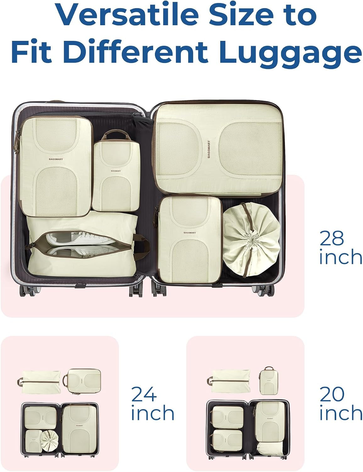 Compression Packing Cubes 6-Set Travel Luggage Organizer