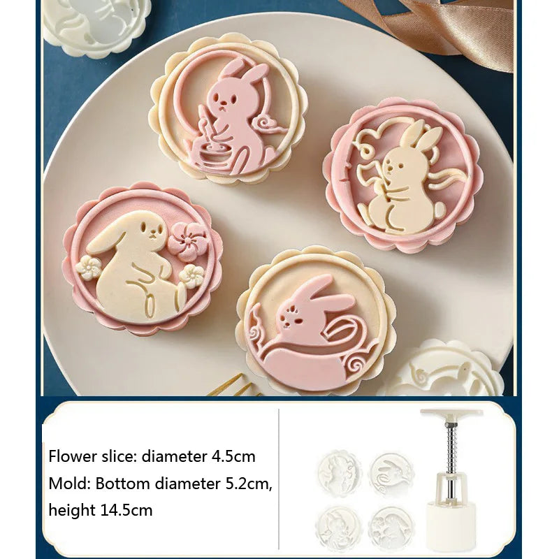 DIY Mooncake Mold Plastic Hand Press Pastry Set