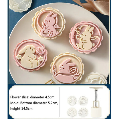 DIY Mooncake Mold Plastic Hand Press Pastry Set