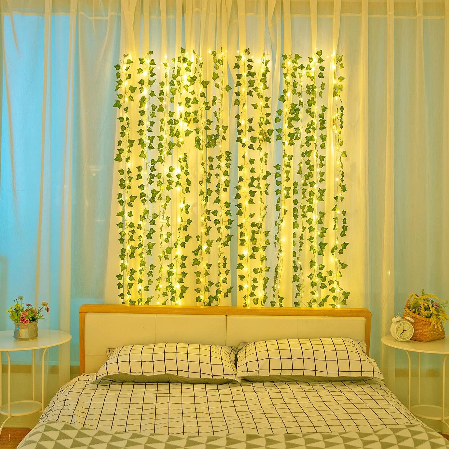 12Pcs Artificial Ivy Garland with 200 LED String Lights
