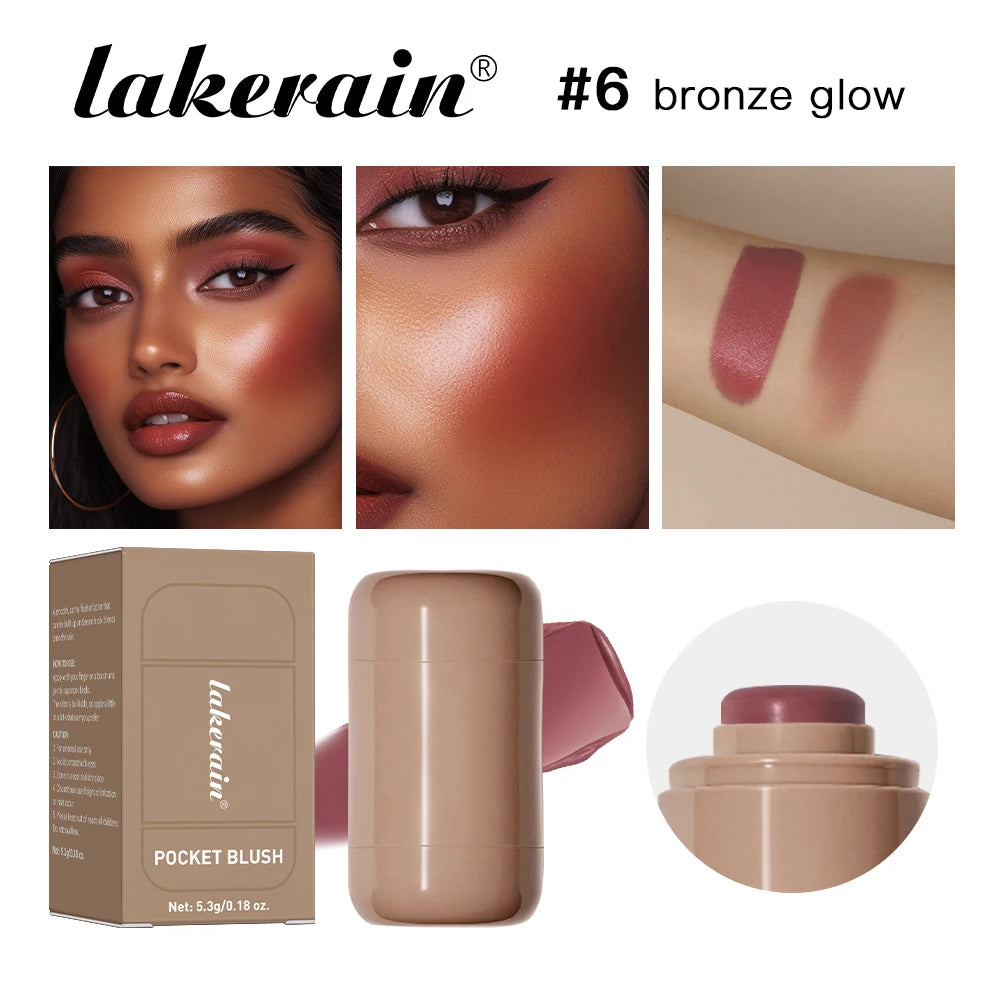 3-In-1 Cheek Lip Tinted Moisture Blush Stick Waterproof