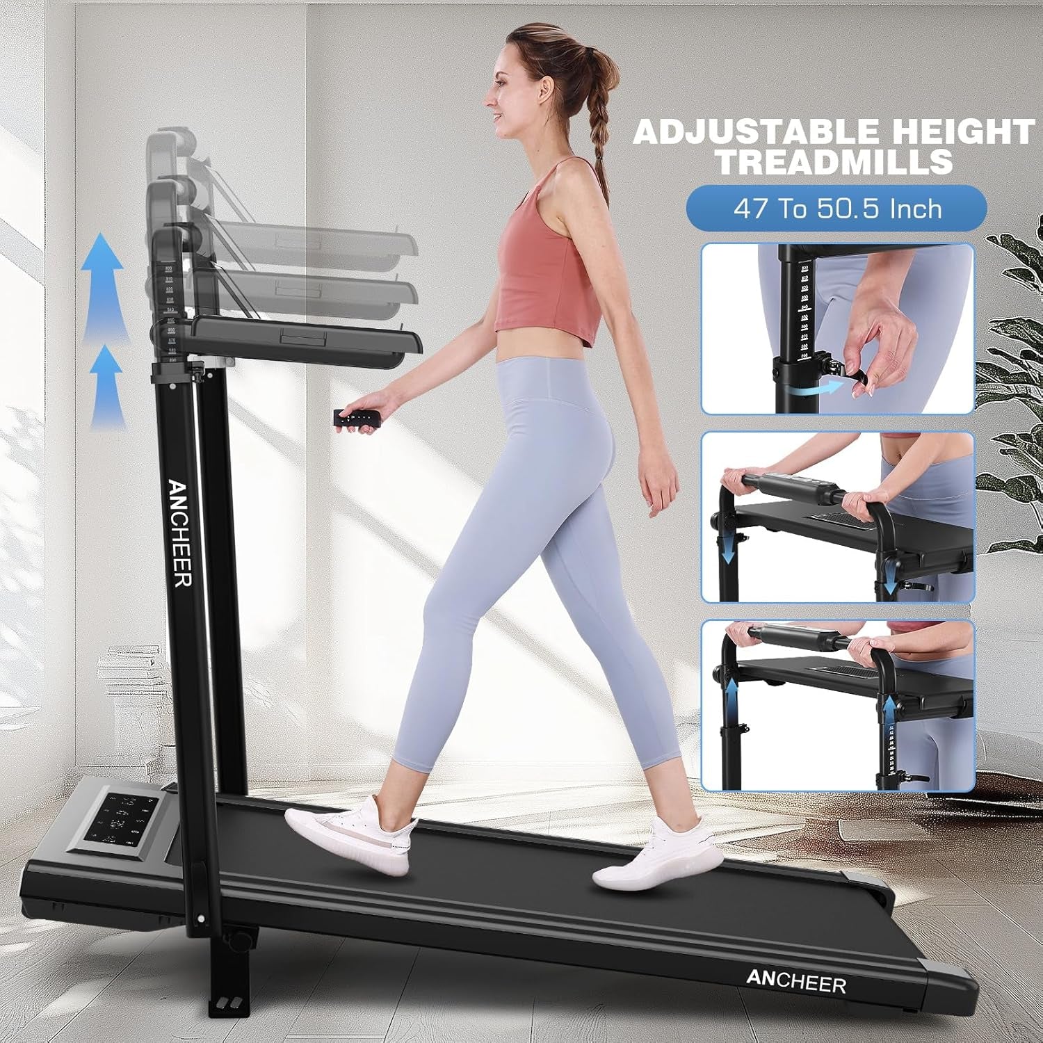 8-In-1 Foldable Under-Desk Treadmill – 15% Incline Walking Pad