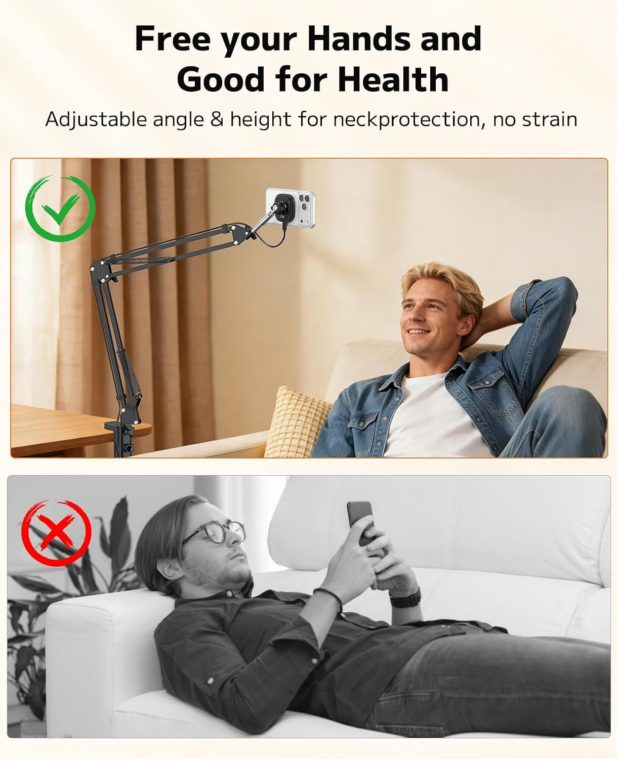 Magnetic Phone Charger Stand for Bed Desk 360 Rotation