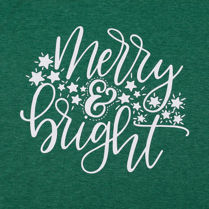 Plus Size Christmas Splicing Sleeve Tee – Holiday Baseball Top