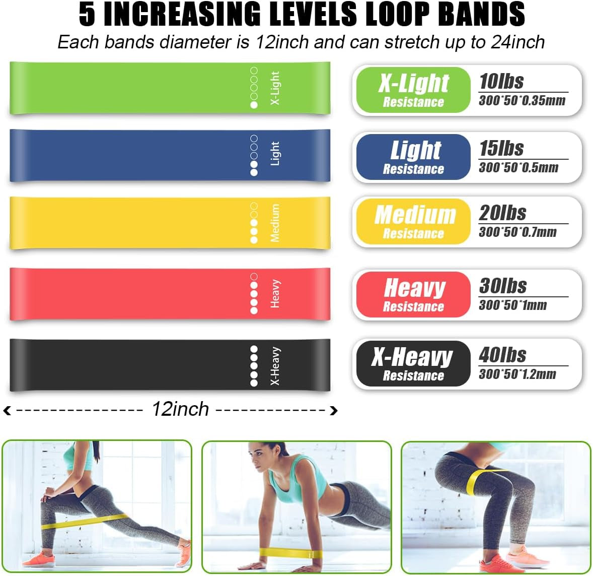 23 Pack Resistance Bands Set Workout Bands