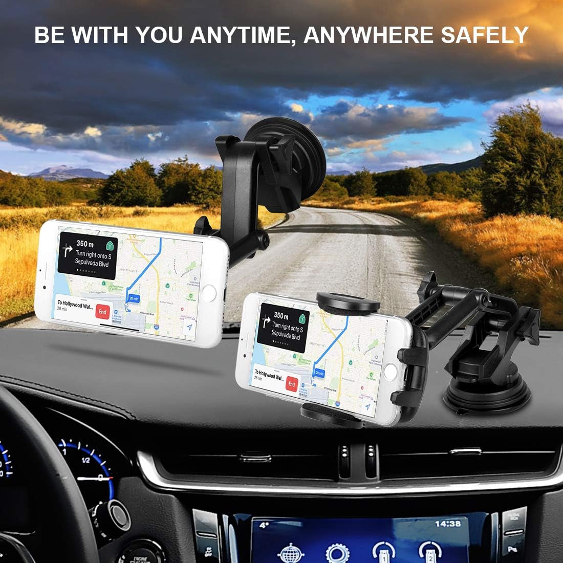 Dashboard Car Phone Mount Hands-Free Suction Cup Holder