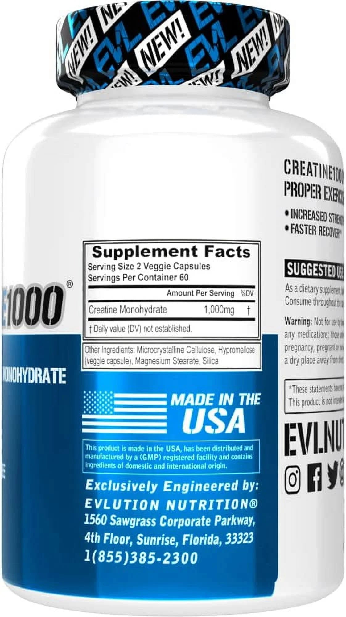 Creatine Monohydrate Capsules 120Ct – Muscle Recovery Support