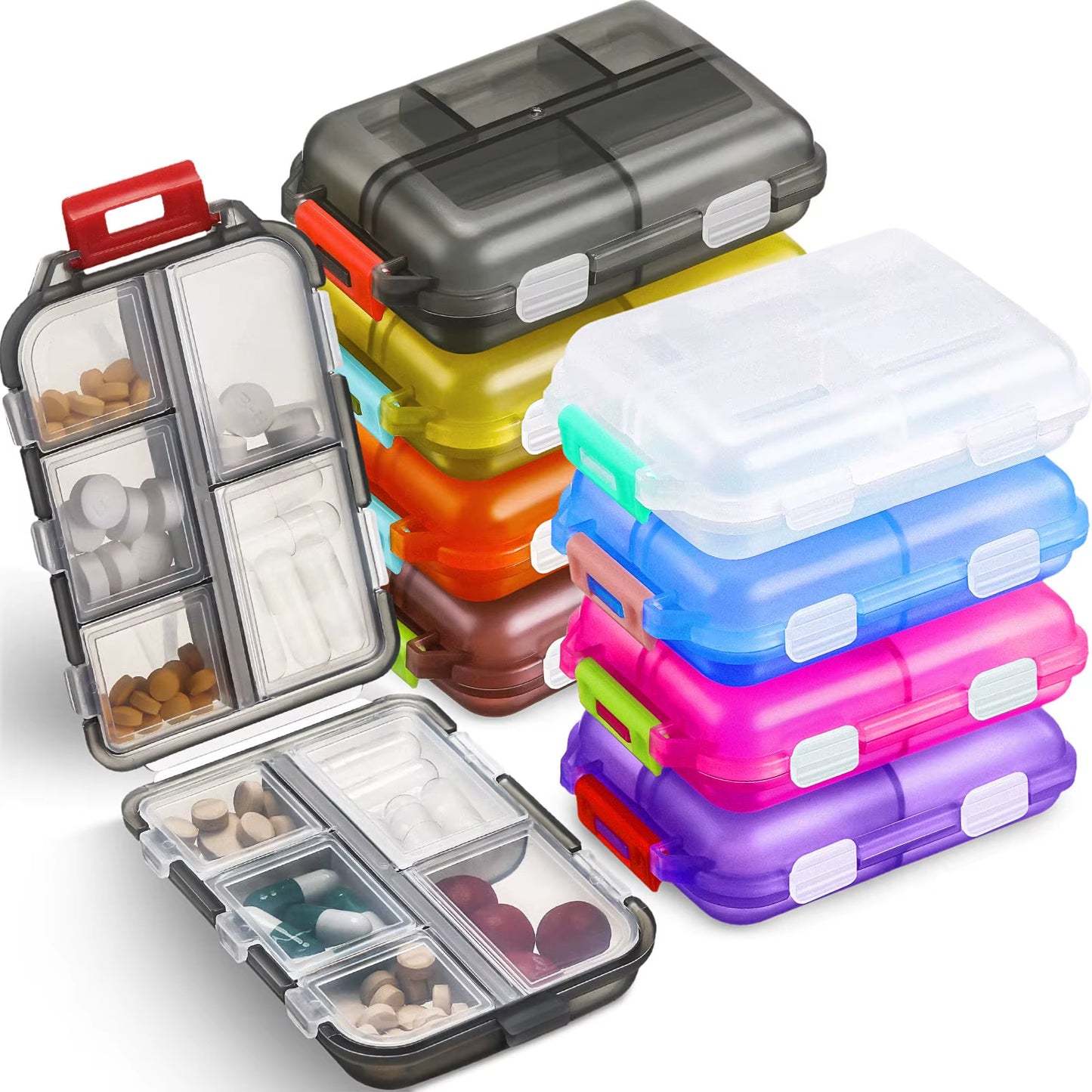 10 Compartment Travel Pill Organizer Portable Storage Box