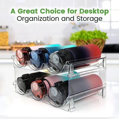 Stackable Water Bottle Organizer – 3-Pack Cabinet & Fridge Rack