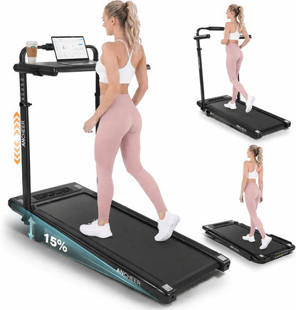 8-In-1 Foldable Under-Desk Treadmill – 15% Incline Walking Pad