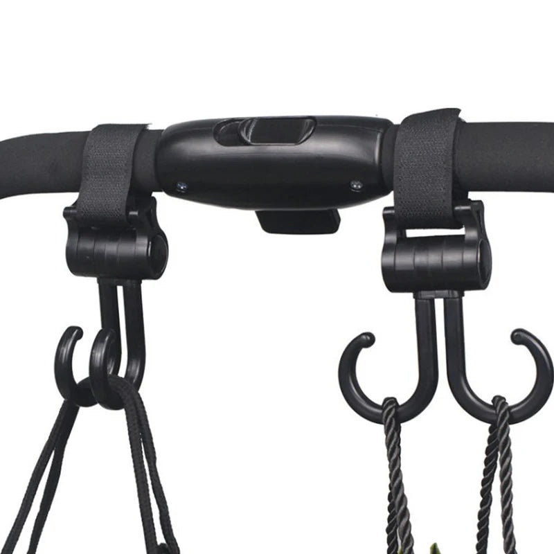 Double Hook Baby Stroller Hanger 360-Degree Rotation