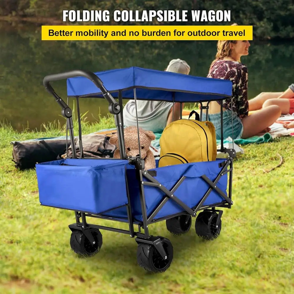 Happbuy Heavy-Duty Collapsible Wagon with Big Wheels – 220 lb Capacity