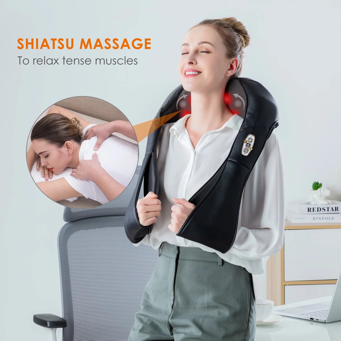 Shiatsu Neck & Shoulder Massager with Heat – 4D Deep Kneading