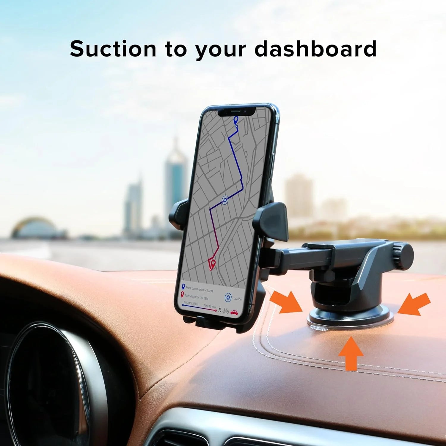 Dashboard Windshield Suction Phone Mount Extendable Arm
