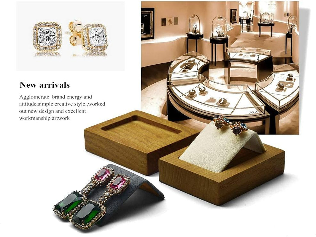 Rotating Solid Wood Jewelry Display Tray – Ring & Earring Organizer