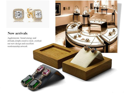 Rotating Solid Wood Jewelry Display Tray – Ring & Earring Organizer