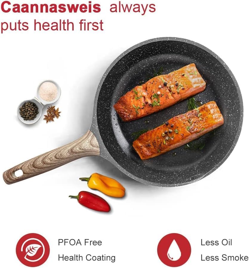 Premium Nonstick Granite Omelet Skillet with Lid - 9.5 Inch Cookware Essential