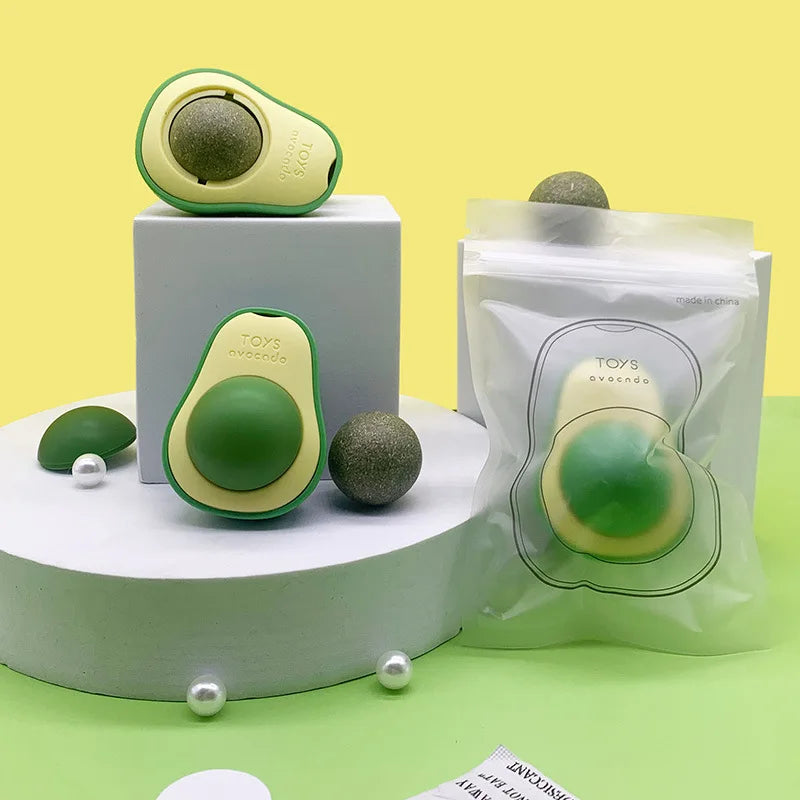 Avocado Catnip Ball Rotatable Pet Toy Wall Stickup