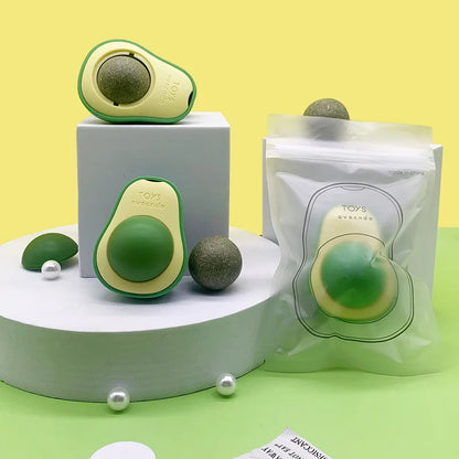 Avocado Catnip Ball Rotatable Pet Toy Wall Stickup